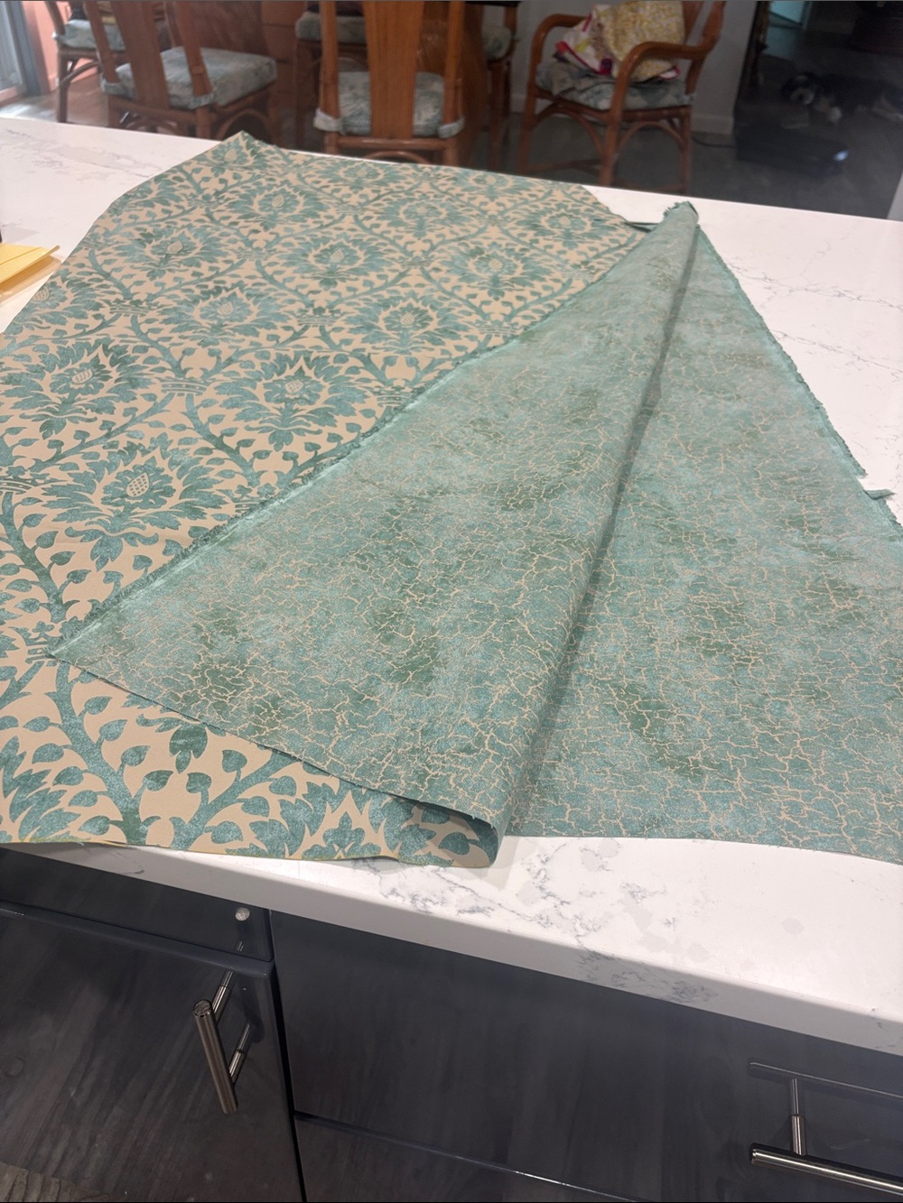 Teal Floral Fortuny fabric